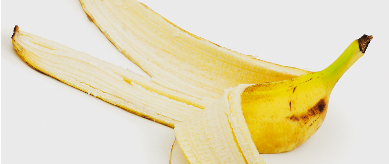 a banana peel on a white background