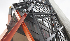 building with orange and grey architecture